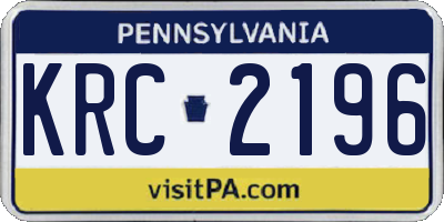 PA license plate KRC2196