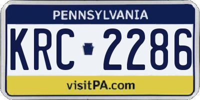 PA license plate KRC2286