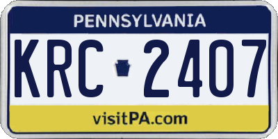 PA license plate KRC2407