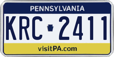 PA license plate KRC2411