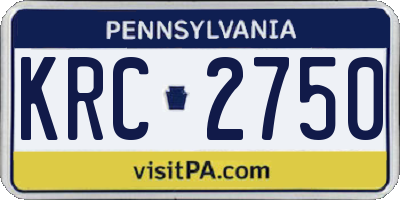 PA license plate KRC2750