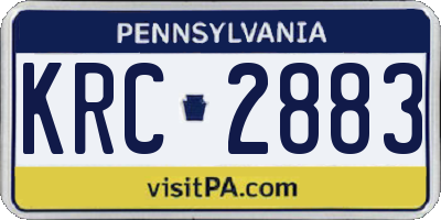 PA license plate KRC2883