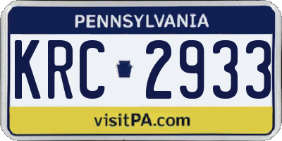 PA license plate KRC2933