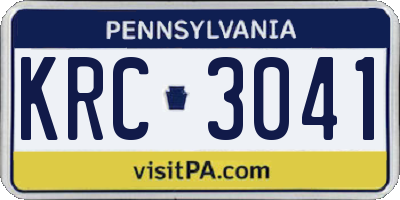 PA license plate KRC3041