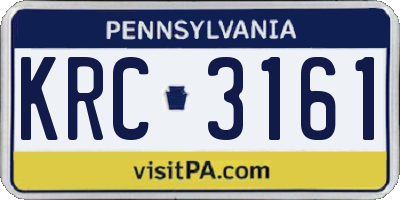 PA license plate KRC3161