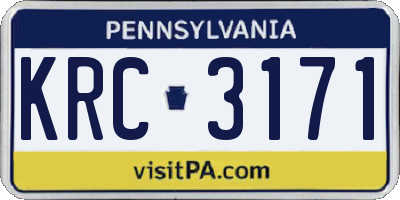 PA license plate KRC3171