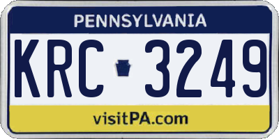 PA license plate KRC3249