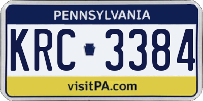 PA license plate KRC3384