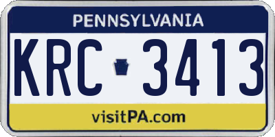 PA license plate KRC3413