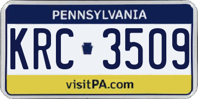 PA license plate KRC3509