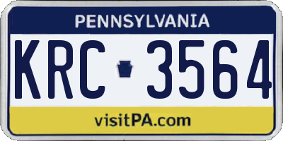 PA license plate KRC3564