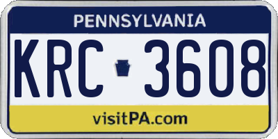 PA license plate KRC3608