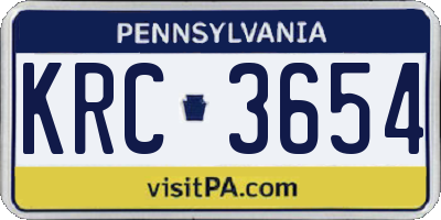 PA license plate KRC3654