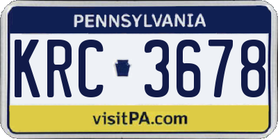 PA license plate KRC3678
