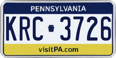 PA license plate KRC3726