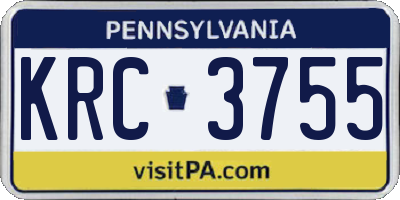 PA license plate KRC3755