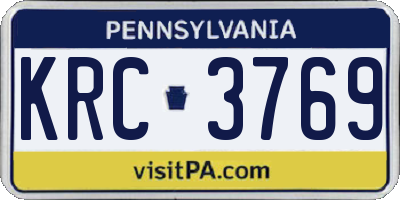 PA license plate KRC3769