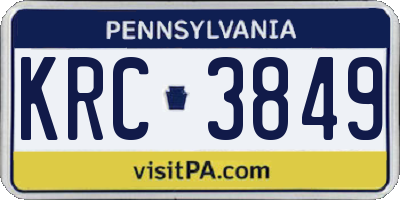PA license plate KRC3849