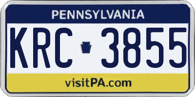 PA license plate KRC3855