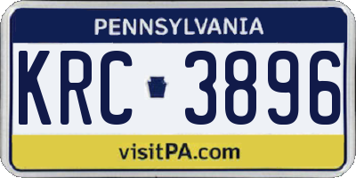 PA license plate KRC3896
