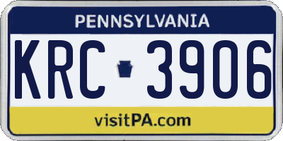 PA license plate KRC3906