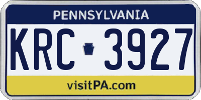 PA license plate KRC3927