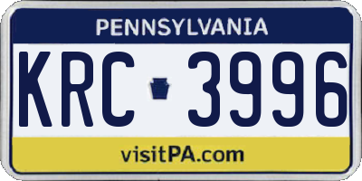 PA license plate KRC3996
