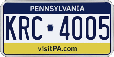 PA license plate KRC4005