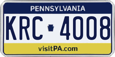 PA license plate KRC4008