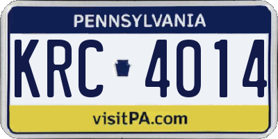PA license plate KRC4014