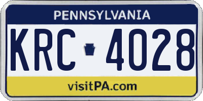 PA license plate KRC4028