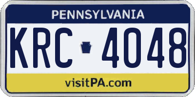PA license plate KRC4048