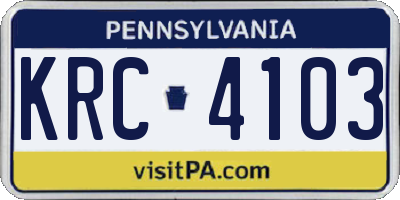 PA license plate KRC4103