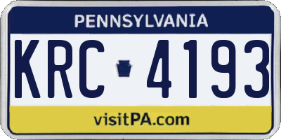PA license plate KRC4193