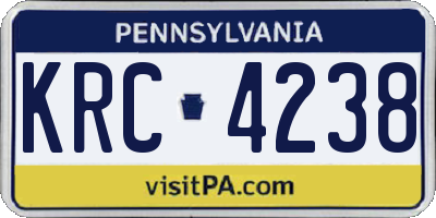 PA license plate KRC4238