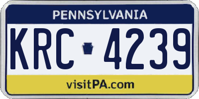 PA license plate KRC4239