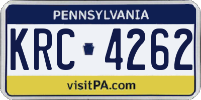 PA license plate KRC4262