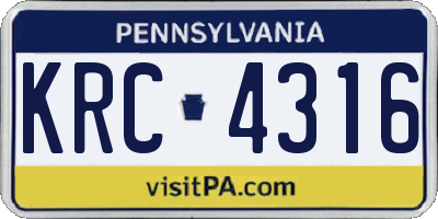 PA license plate KRC4316