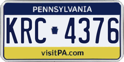 PA license plate KRC4376