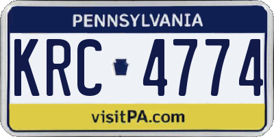 PA license plate KRC4774