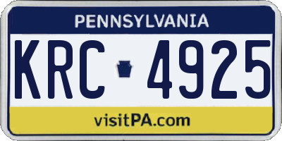 PA license plate KRC4925