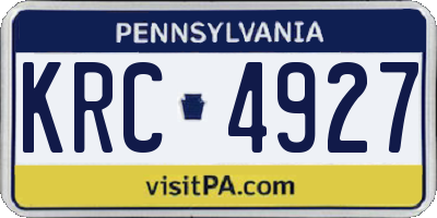 PA license plate KRC4927