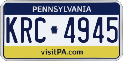 PA license plate KRC4945
