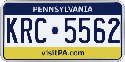 PA license plate KRC5562