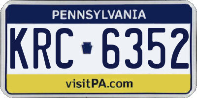 PA license plate KRC6352