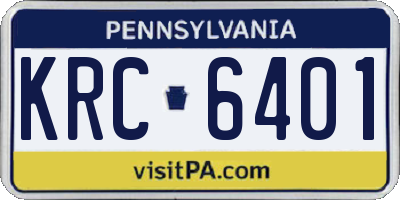 PA license plate KRC6401