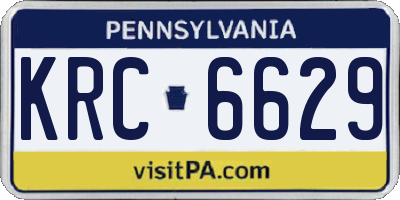 PA license plate KRC6629