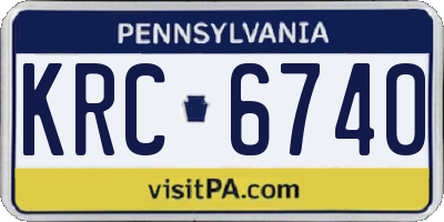 PA license plate KRC6740