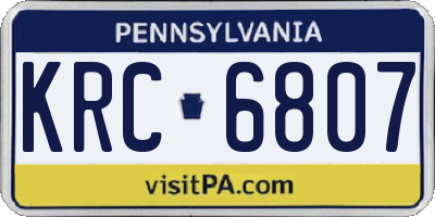 PA license plate KRC6807