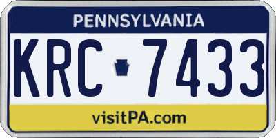 PA license plate KRC7433